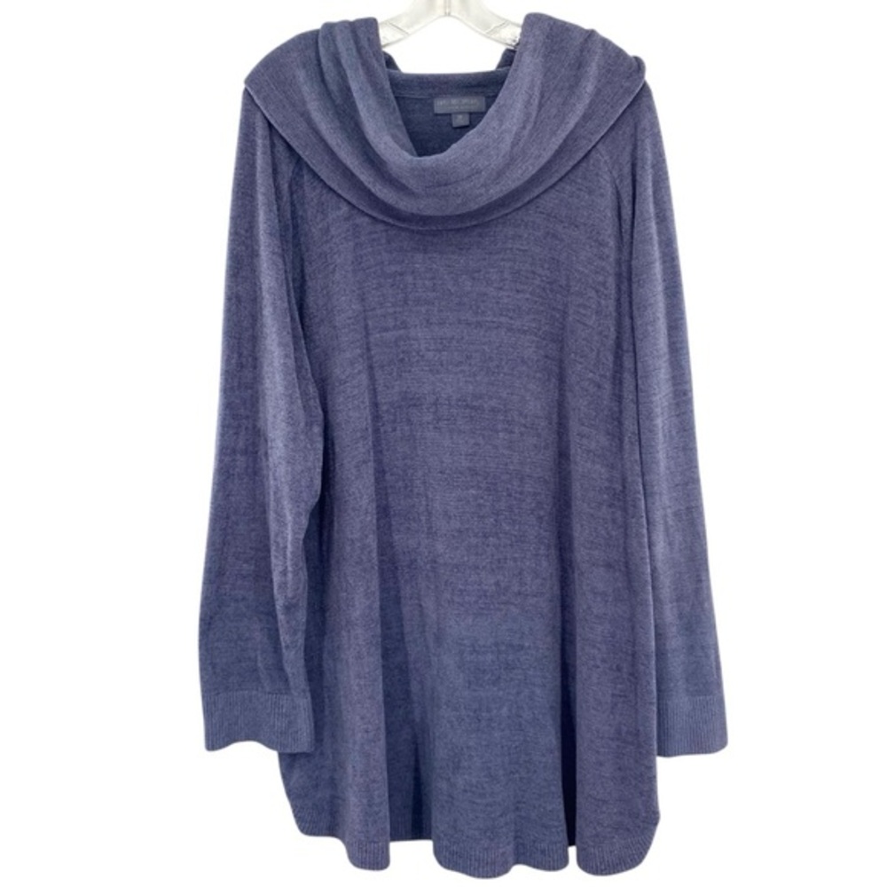 Barefoot Dreams Cozychic Ultralight Coastal Cowl Neck Tunic Sweater Vintage Blue